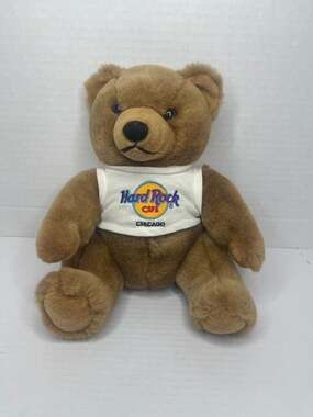 Hard Rock Cafe Chicago Vintage Brown Plush Teddy Bear